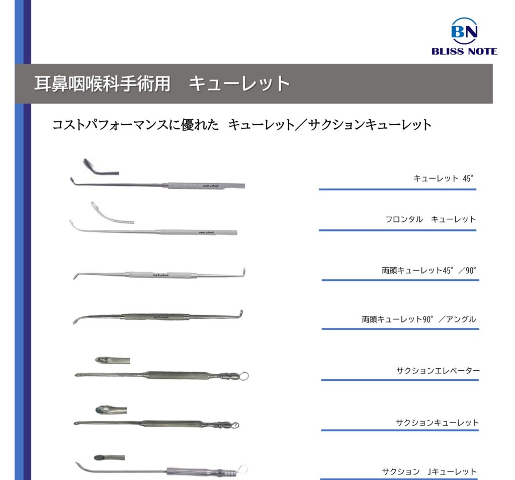 鼻科手術用キューレット・サクションキューレット